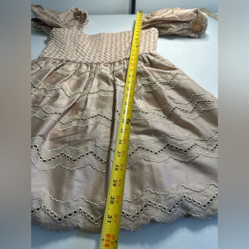 NWT Atelier 17.56 Cassandra Smocked Eyelet Mini Dress Sand Size Small Coquet - Picture 7 of 10